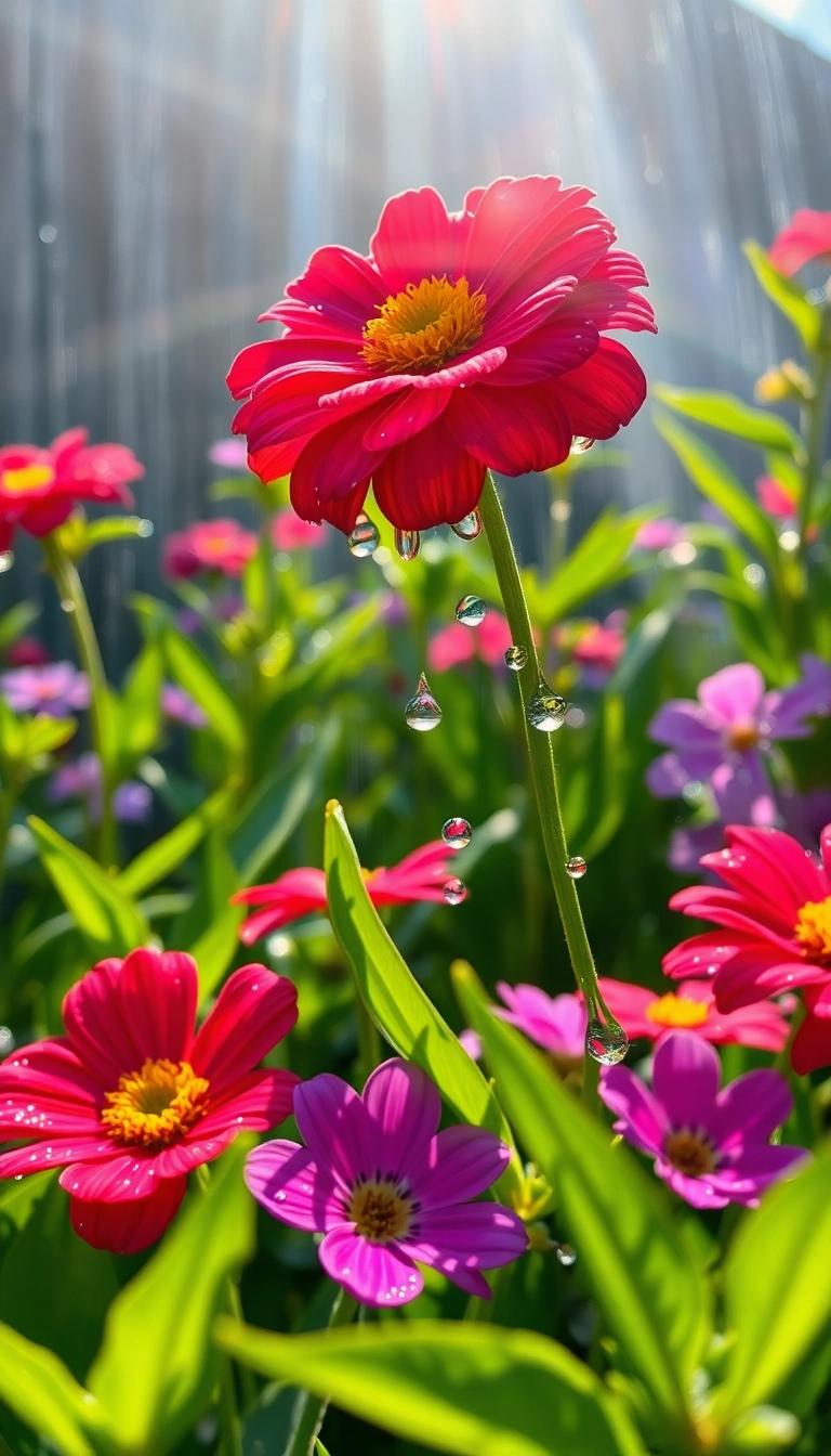 Free Spring Rain Garden iPhone Dynamic Background